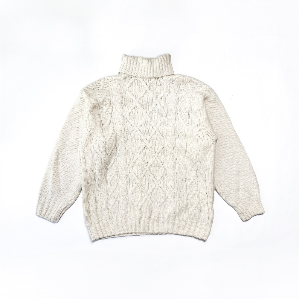 Pacha Cream Cable-Knit Oversized Turtleneck Sweater